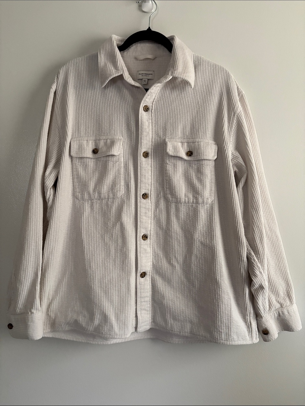 Club Monaco Wide Wale Corduroy Shirt Jacket Cream Off-White Men’s Relaxed XL